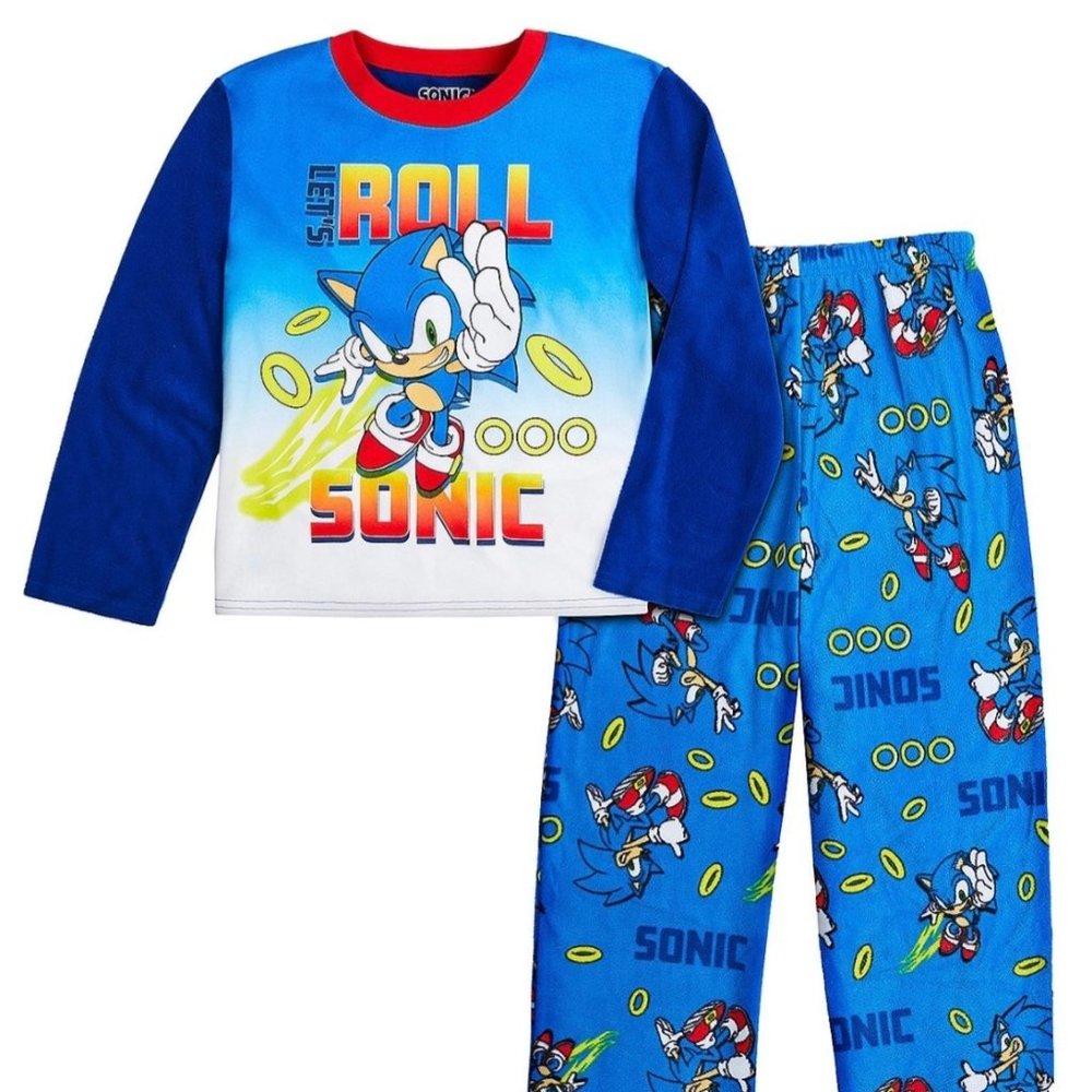 Boy's Sonic the Hedgehog Fleece Top & Bottoms Pajama Set, Size 4